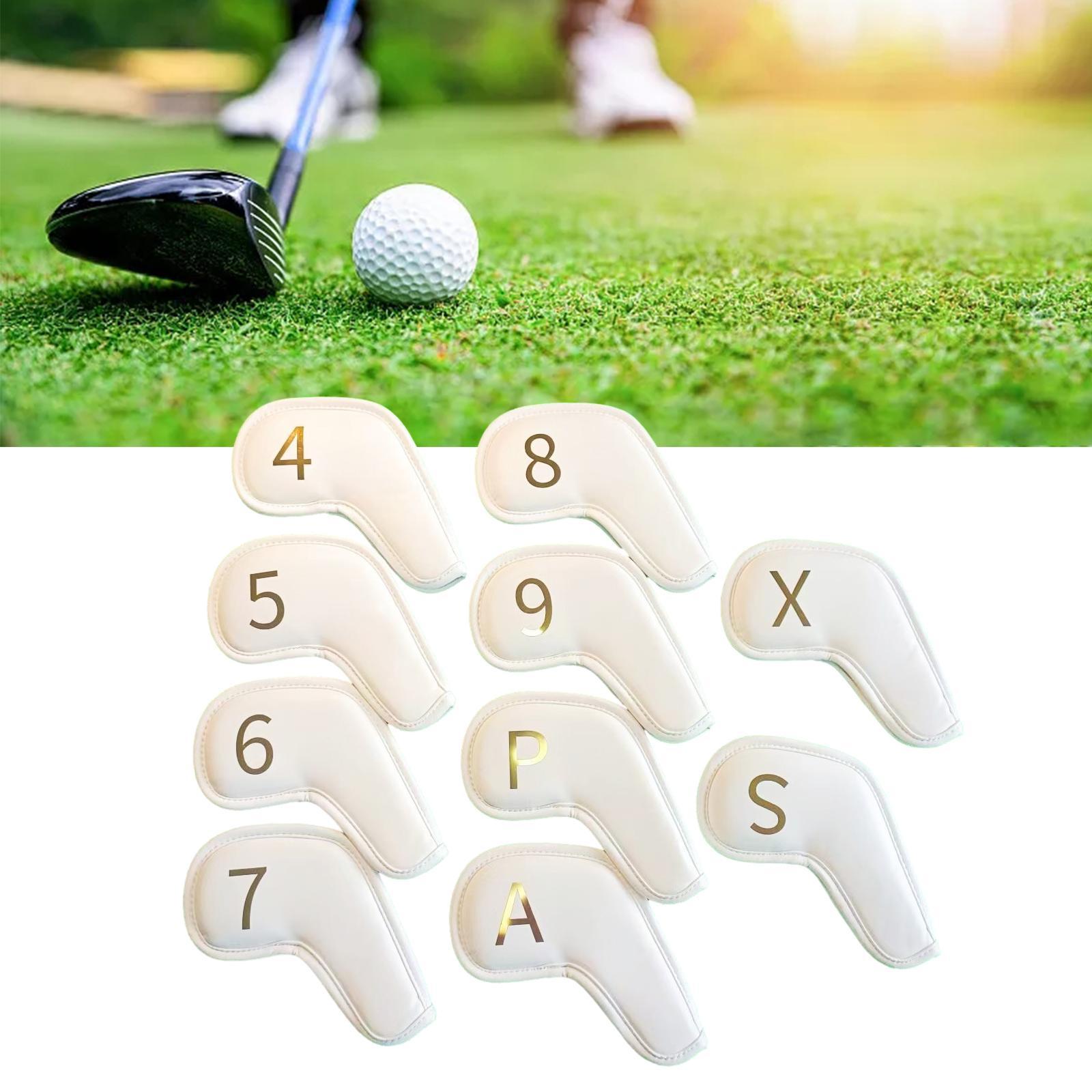 10Pcs Golf Iron Head Covers Golf Iron Headcovers PU Leather Golf Club Covers