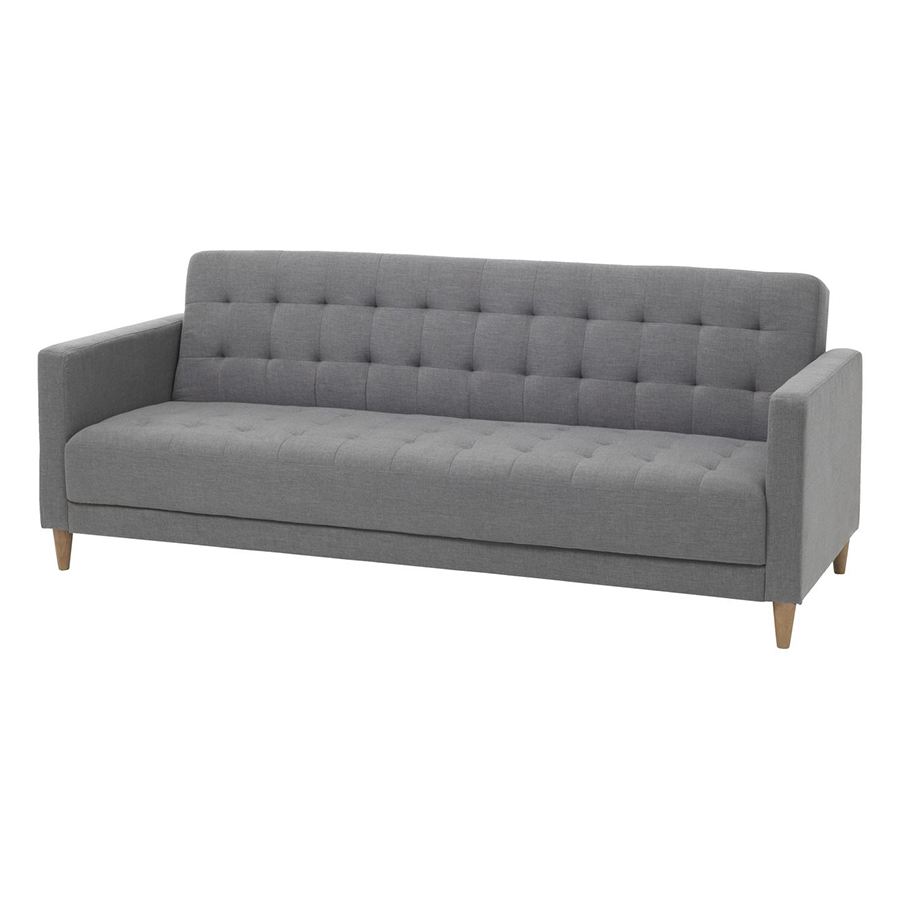 Sofa Giường Sagunto Vải Polyester Chân Gỗ Cao Su Plus JYSK (209 x 83 cm) - Xám