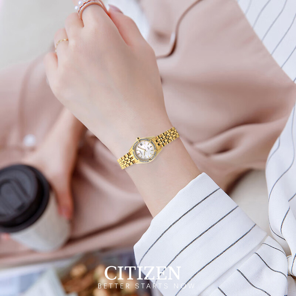Đồng Hồ Nữ Citizen Pin-Quartz Đính Đá Swarovski Dây Thép Không Gỉ EU6062-50D - Mặt Xà Cừ (26mm)