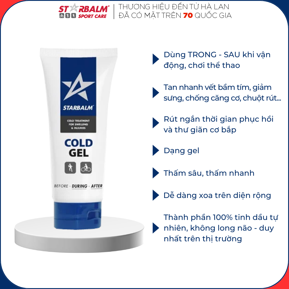 Gel Làm Lạnh STARBALM 100ml Cold Gel Tan Nhanh Sưng, Bầm Tím, Bong Gân, Chấn Thương Khi Chơi Bóng Đá, Cầu Lông, Chạy Bộ