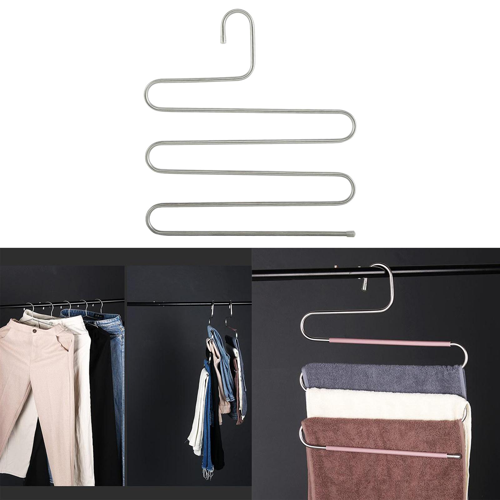 Pants Clothes Storage Rack Pants Tie Storage Shelf Closet Organizer Silver