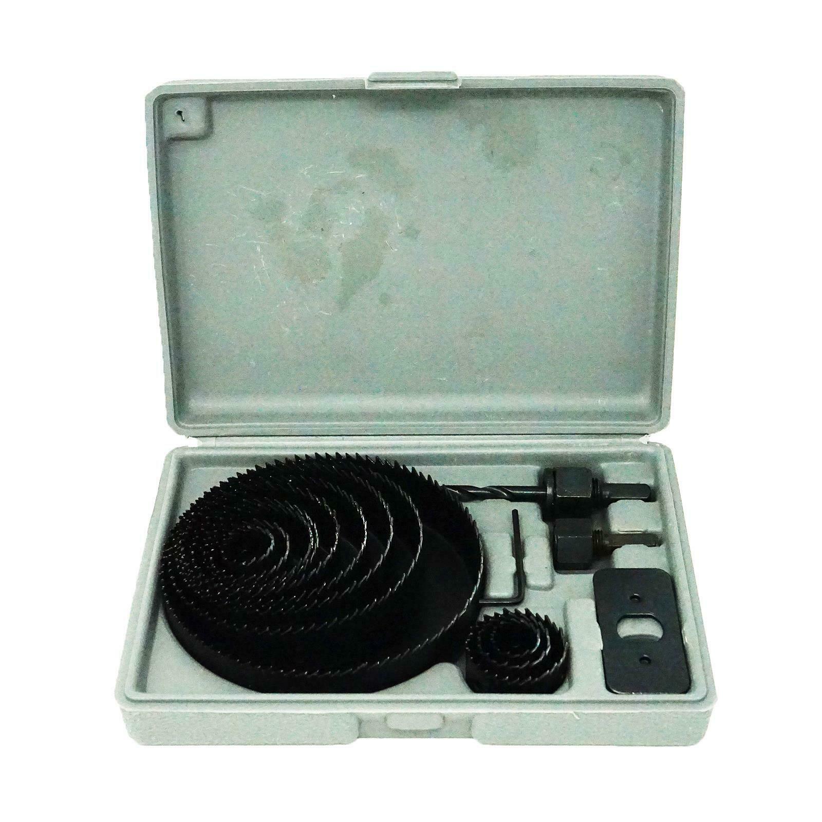 Hole Saw Drill Bit Kit 16 pcs w/ Mandrels Saws Wood Plastic Sheet Metal Cutting