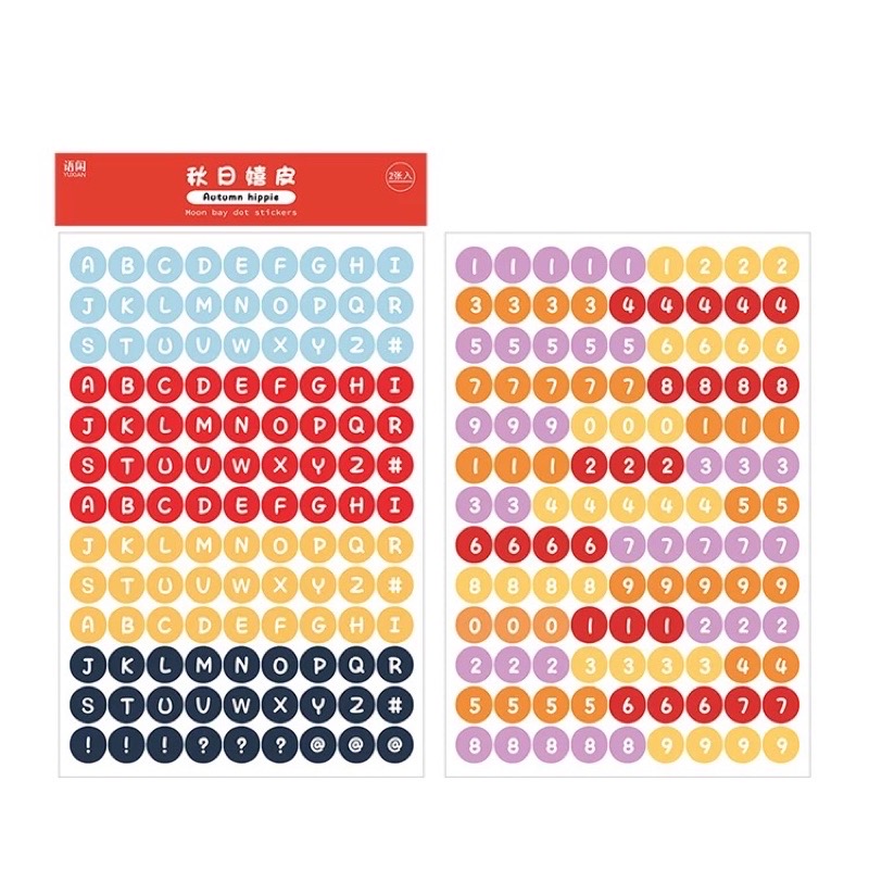 Set 2 tờ stickers chữ và số dùng để trang trí kpop