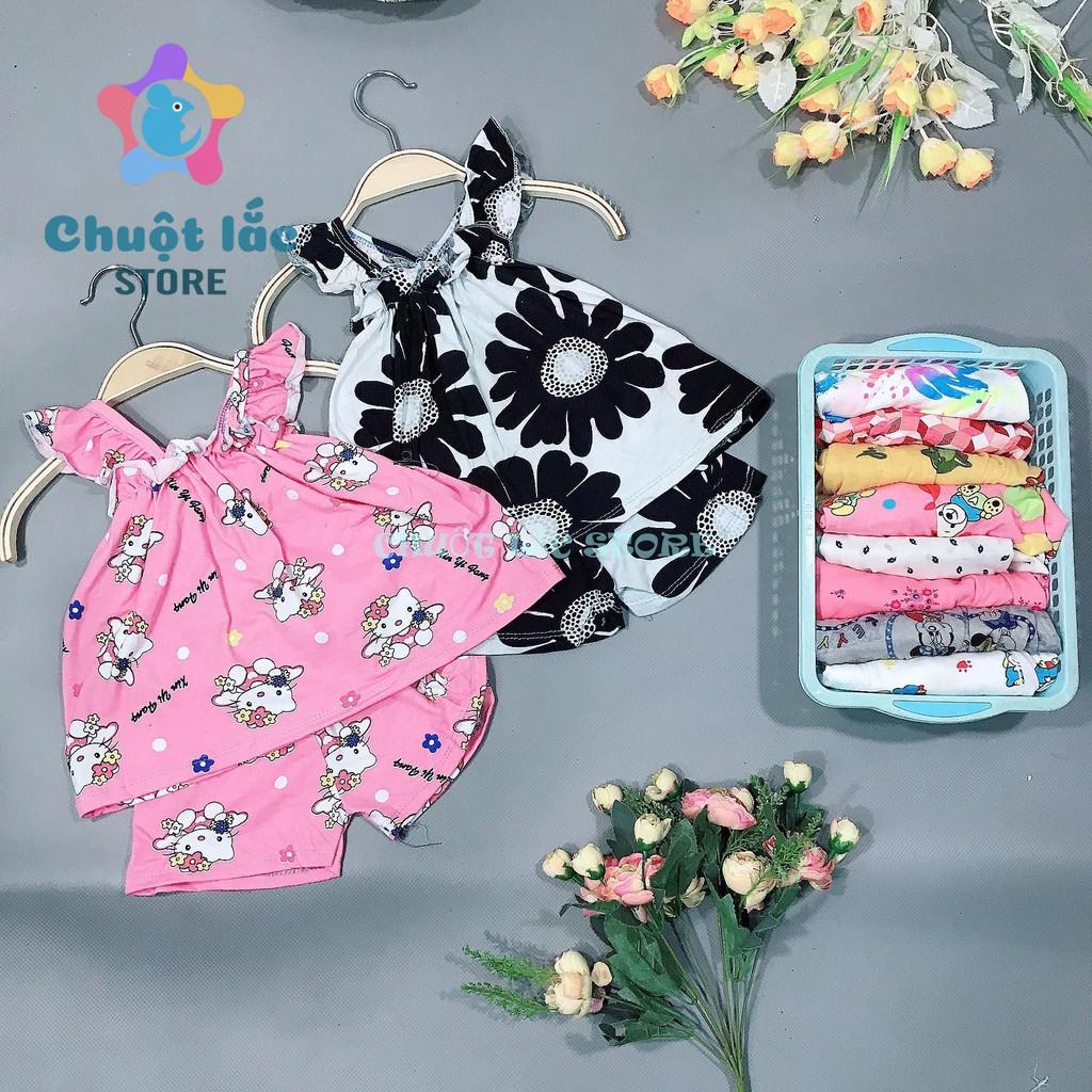 Combo 2 bộ đồ bé gái kiểu 2 dây babydoll chất cotton xuất dư cho bé từ 8kg đến 18kg giao ngẫu nhiên