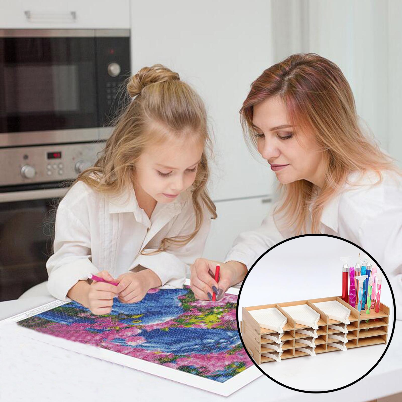 2x5D Diamonds Painting Tools Accessories Kits Wood Rack 12 Tray