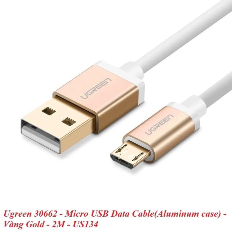 Ugreen UG30662US134TK 2M màu Vàng Cáp sạc truyền dữ liệu USB 2.0 sang MICRO USB đầu mạ vàng - HÀNG CHÍNH HÃNG