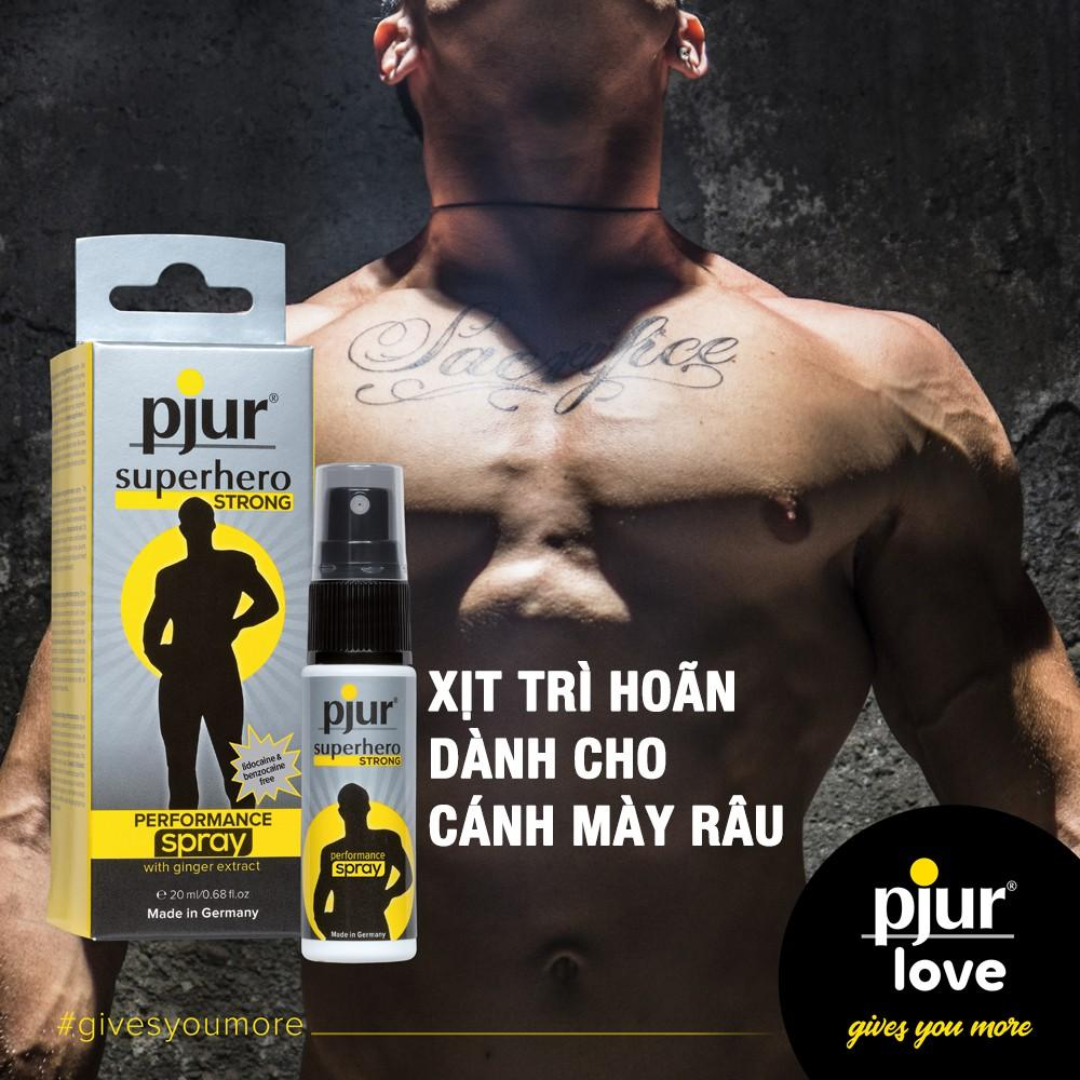 Xịt trì hoãn, kéo dài thời gian ontop sớm cho nam giới Pjur superhero Performance Chai 20ml lành tính an toàn