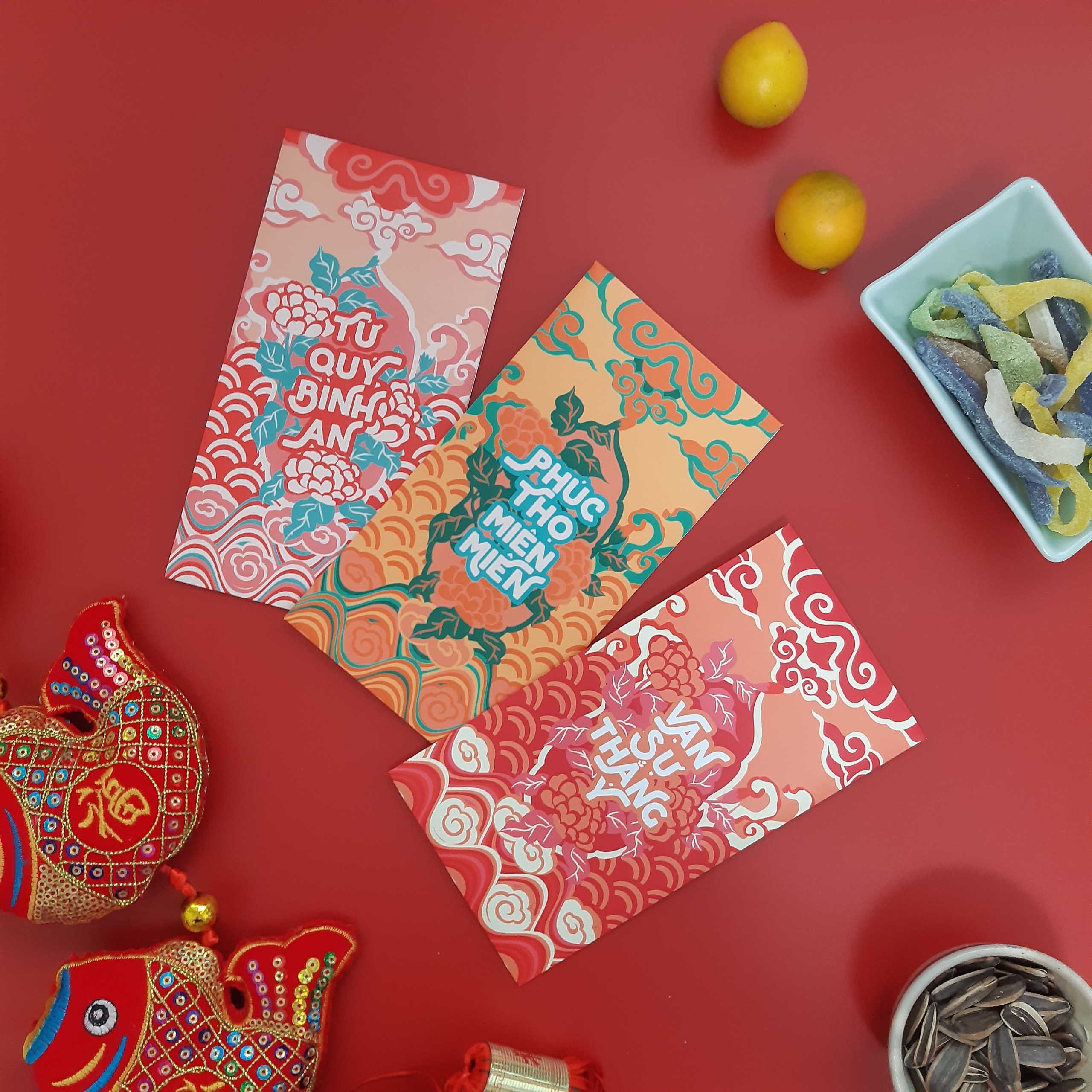 Bao lì xì 9x17 cm SDstationery CÁT NIÊN MỸ Ý giấy chất lượng cao, hoa văn cổ truyền sang trọng