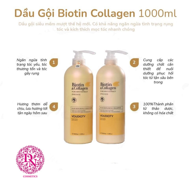 Bộ DẦU GỘI VÀ XẢ BIOTIN COLLAGEN CHO TÓC KHÔ VÀ GÃY RỤNG – MÀU VÀNG 1000ML( không xuất hóa đơ đỏ-không có tem phụ)