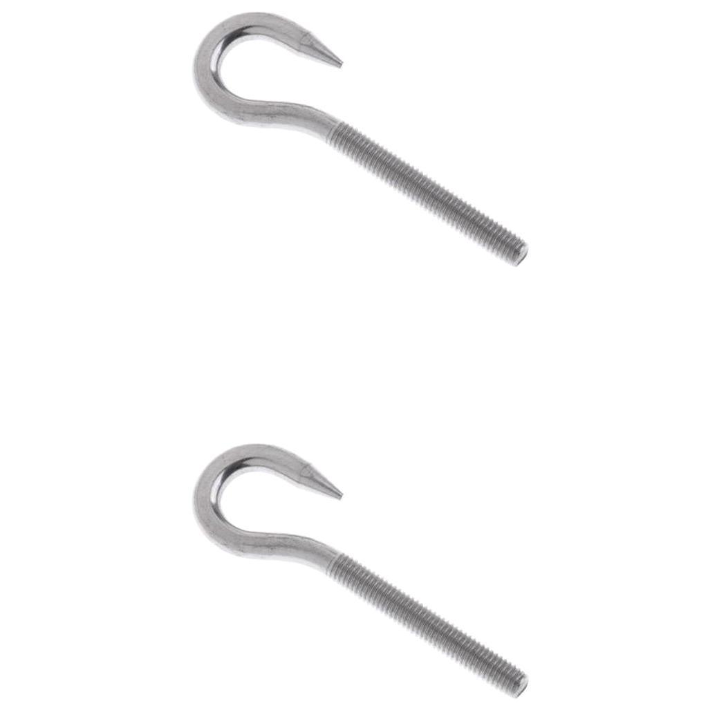 2 Pieces 304 Stainless Steel Threaded Screw Hook Eye Bolt Boat Parts M4 M5, Marine Grade