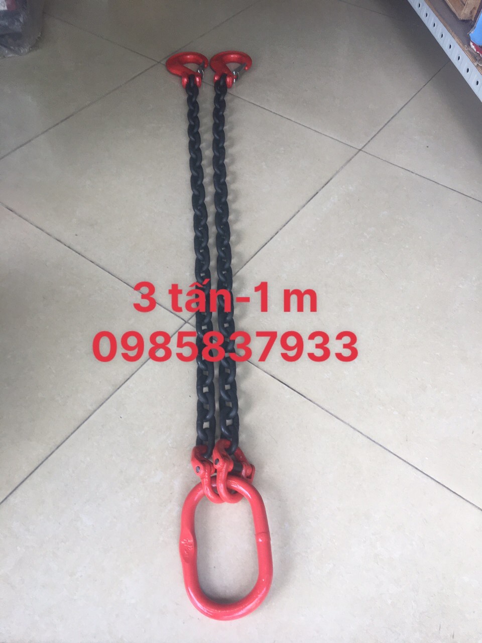 Dây xích cẩu 2 sợi 3 tấn 1m tiêu chuẩn Nhật dùng để móc nối và nâng hạ di chuyển đơn giản dễ dàng