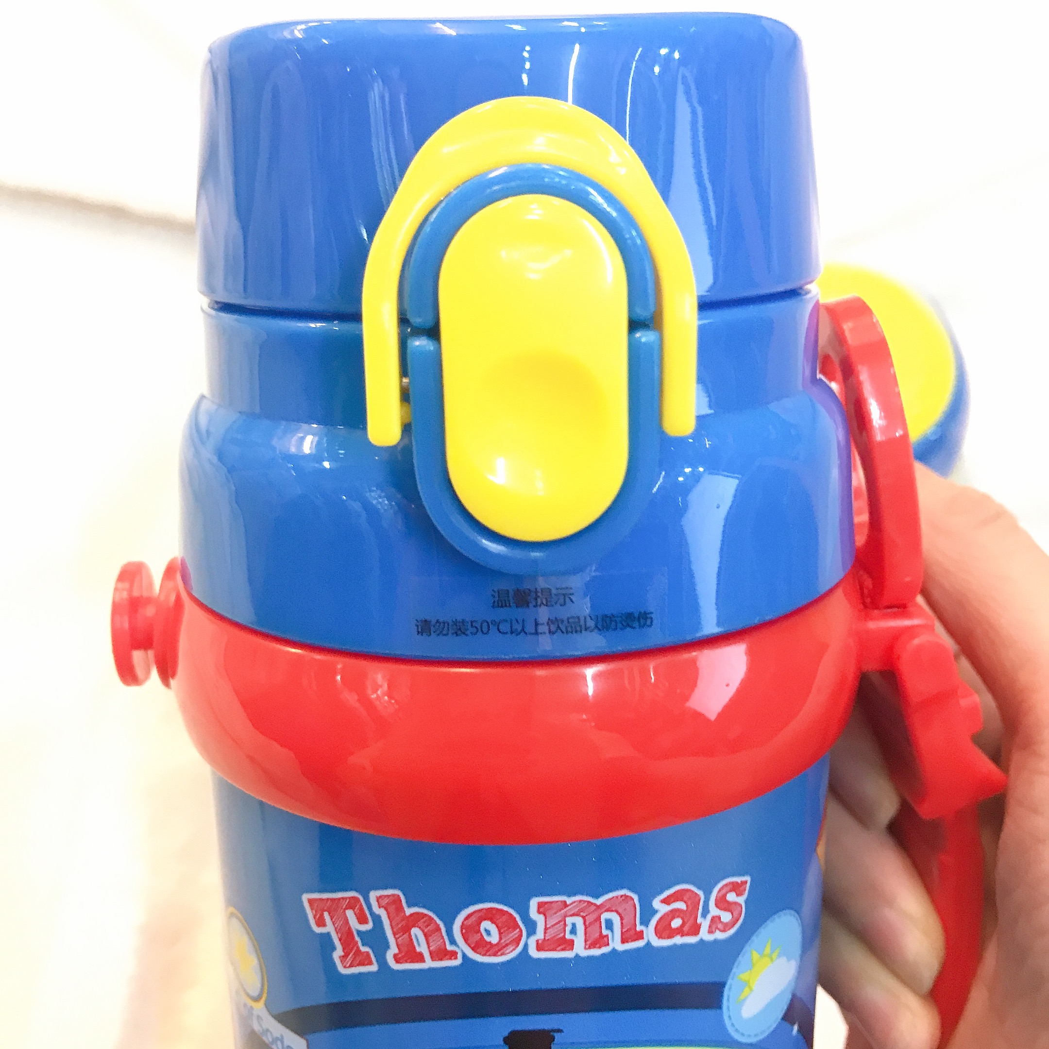Bình nước giữ nhiệt 2 nắp hình xe lửa Thomas cầu vồng màu xanh dương cho trẻ em, bé trai  - TM4346