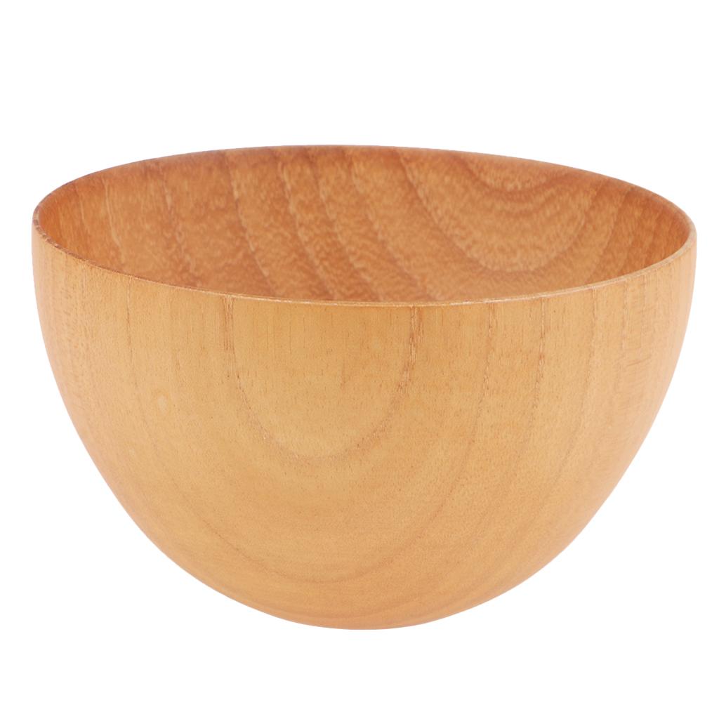 Round Wooden Cereal Bowl Food Container Camping Dinner Lunch Tableware