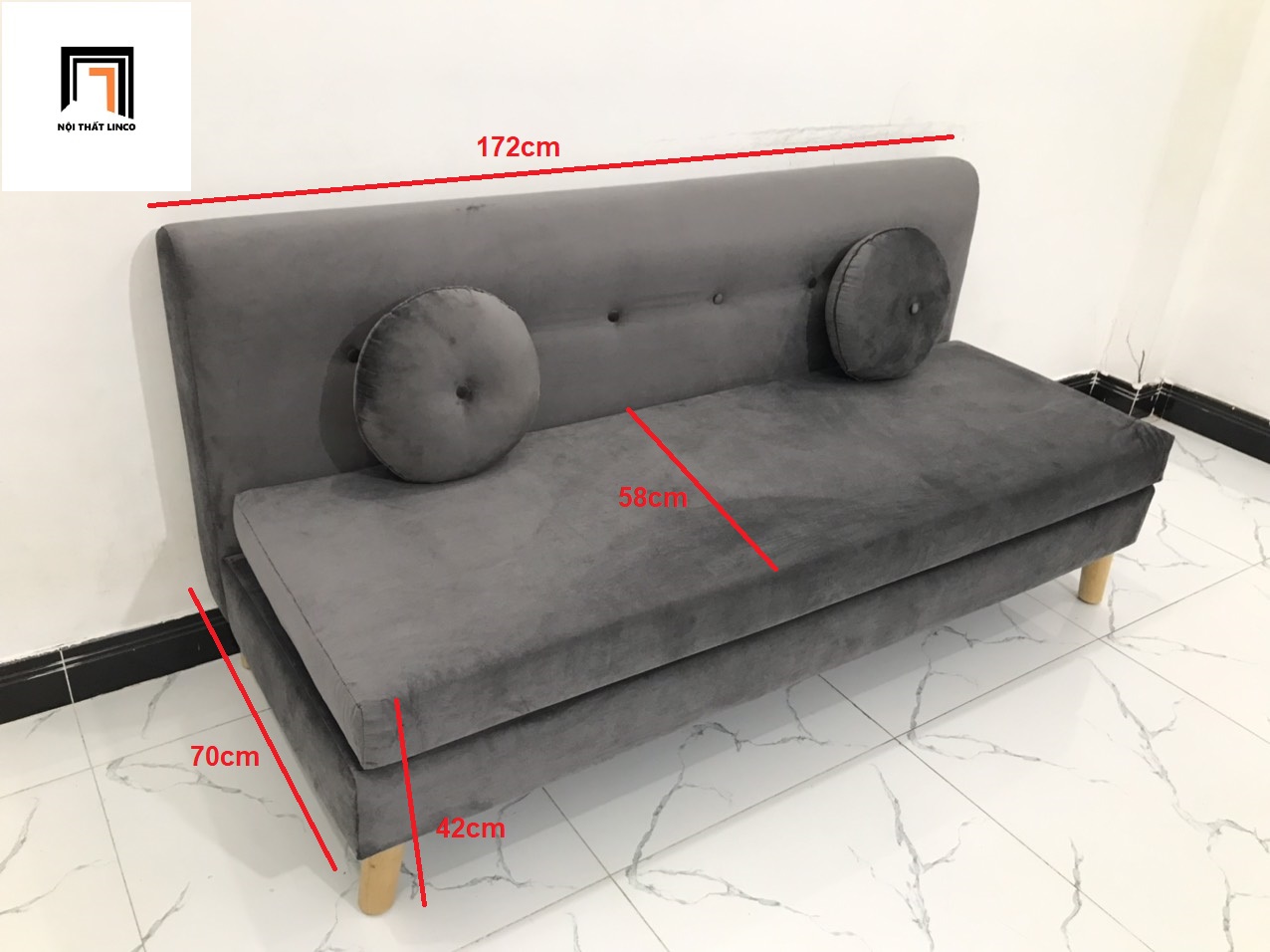 Ghế sofa băng KT vải nhung nhiều màu sắc, kích cỡ