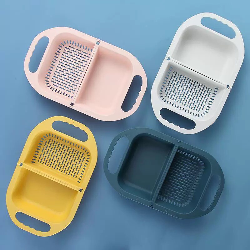 COMBO Rổ Nhựa 2in1 Có Thể Gấp Gọn Đa Chức Năng Cho Gia Đình + Móc Treo - Tặng 1 khăn lau bếp hình vịt