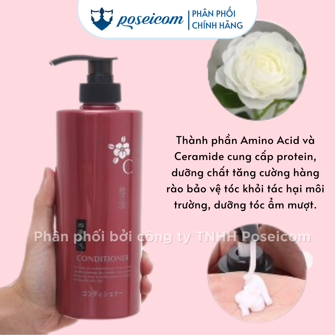 Dầu Xả Chiết Xuất Từ Dầu Hoa Trà Dưỡng Tóc Óng Mượt Shikioriori Conditioner 600ml Poseicom 4513574017252