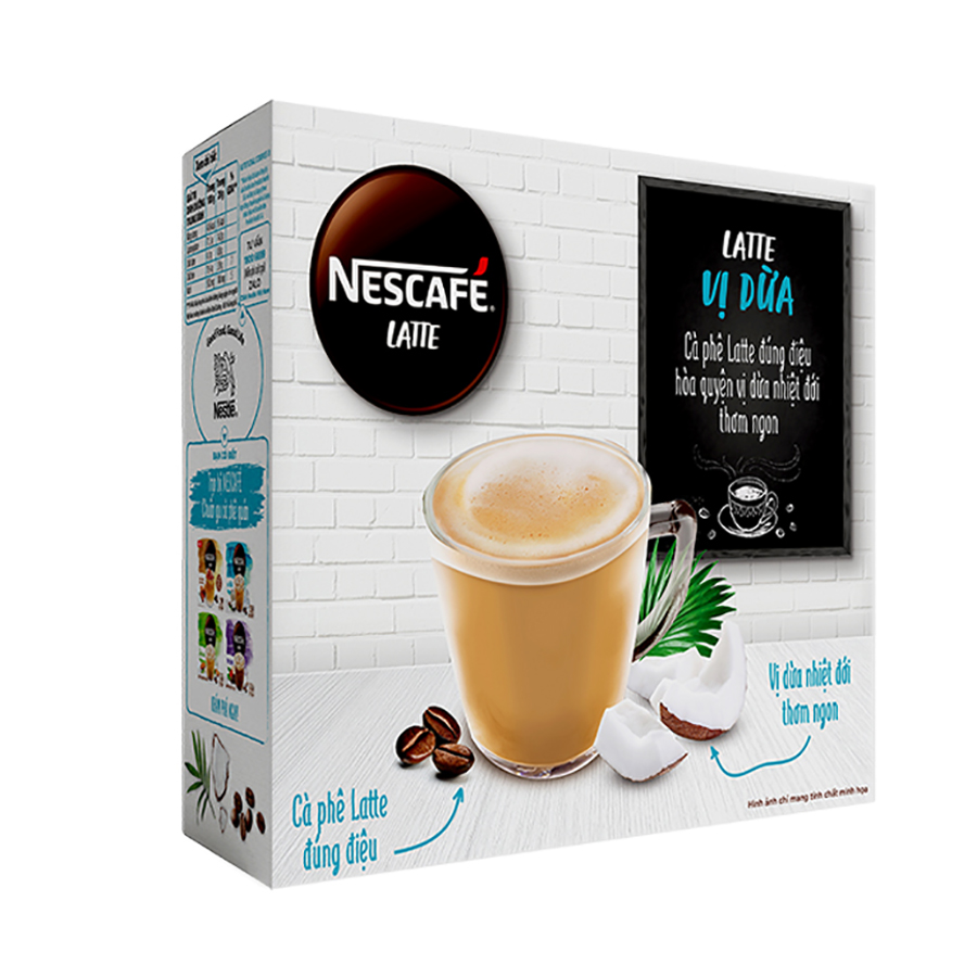 Hình ảnh Cà phê hòa tan NESCAFÉ Latte VỊ DỪA (hộp 10 gói x 20g)