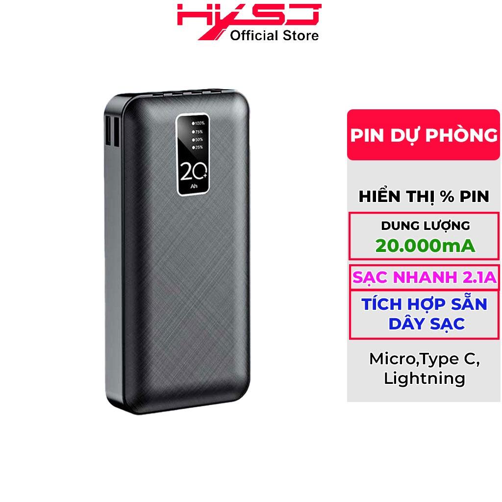 Pin sạc dự phòng HXSJ A1 20.000mAh-sạc nhanh tích hợp sẵn 4 đầu sạc chuyên dụng tiện lợi, 2 Cổng Sạc Vào Type-C/Micro - Hàng Chính Hãng