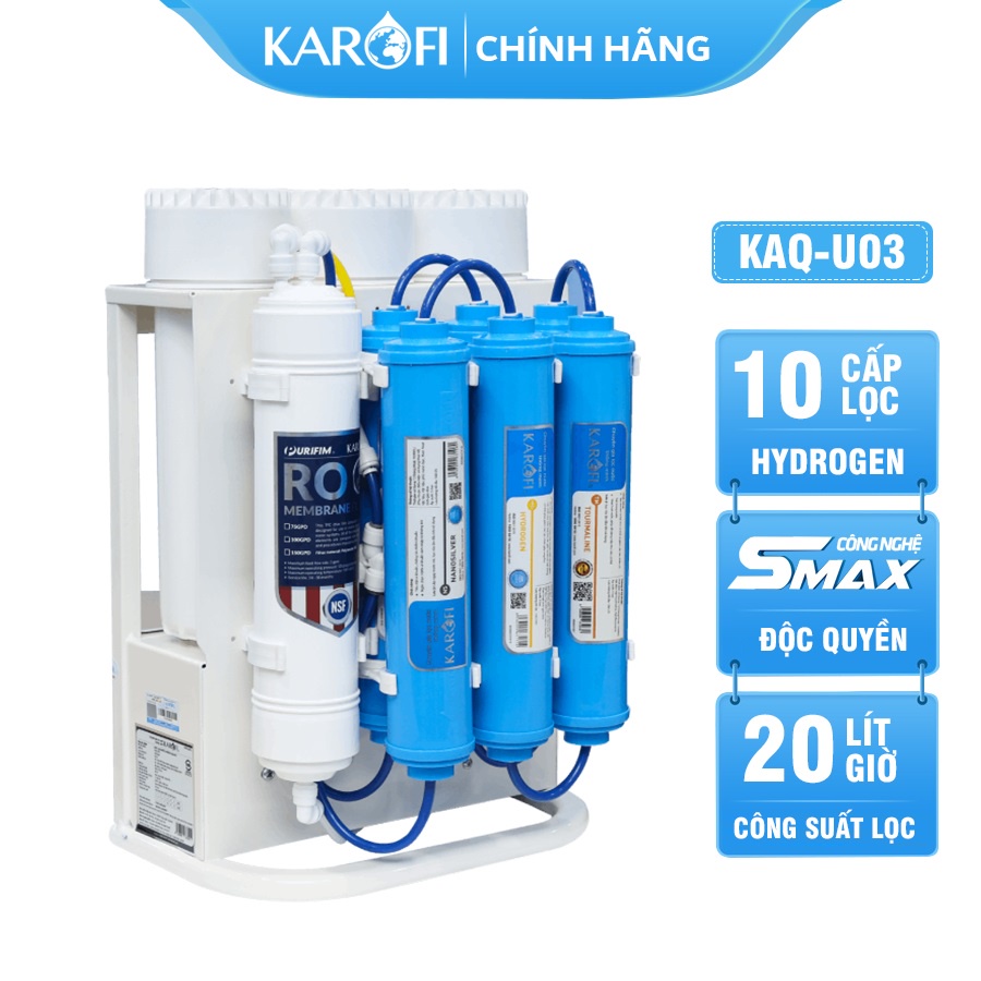 Máy Lọc Nước Karofi U03,Màng RO Purifim Mỹ 10 Lõi Để Gầm Nhỏ Gọn, Hàng Chính Hãng