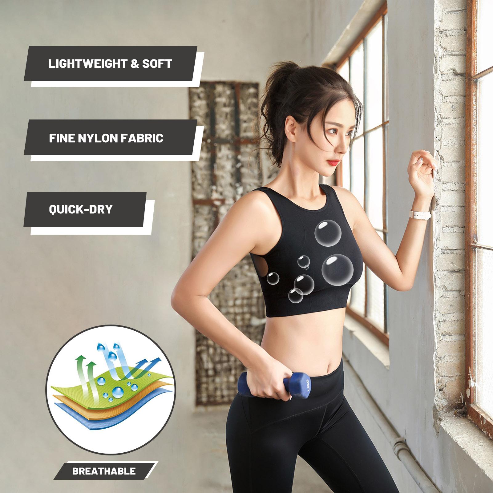 Áo ngực thể thao nữ có mút đệm đẩy ngực, chất liệu vải nylon mềm mại , nhanh khô,Thiết kế lưới nối và bảng thông gió thoáng khí.
