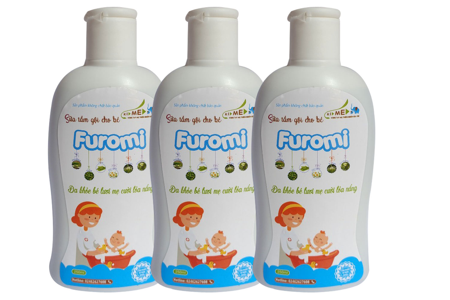 Sữa Tắm Gội Cho Bé Furomi 250ml từ 100% dược liệu thiên nhiên giúp làm sạch da, mềm da và tóc hàng ngày cho trẻ, hoàn toàn không gây cay mắt, phòng ngừa rôm rảy, viêm da (3 HỘP)