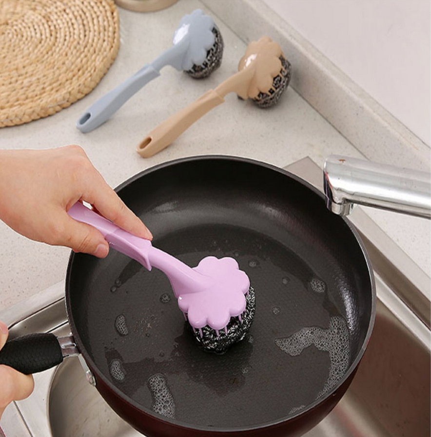 Cây cọ xoong nồi cán dài siêu tiện dụng - Chiều dài 22cm - Giao màu ngẫu nhiên