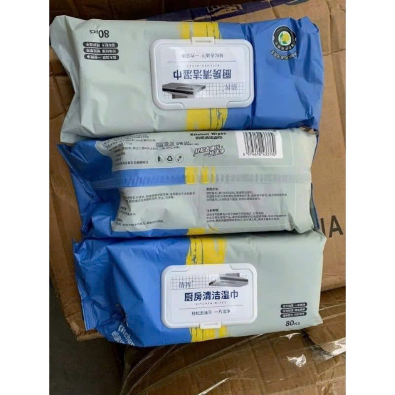 Khăn ướt lau bếp đa năng siêu sạch, diệt khuẩn và khử mùi 1 gói 80 miếng - Hàng Cao Cấp