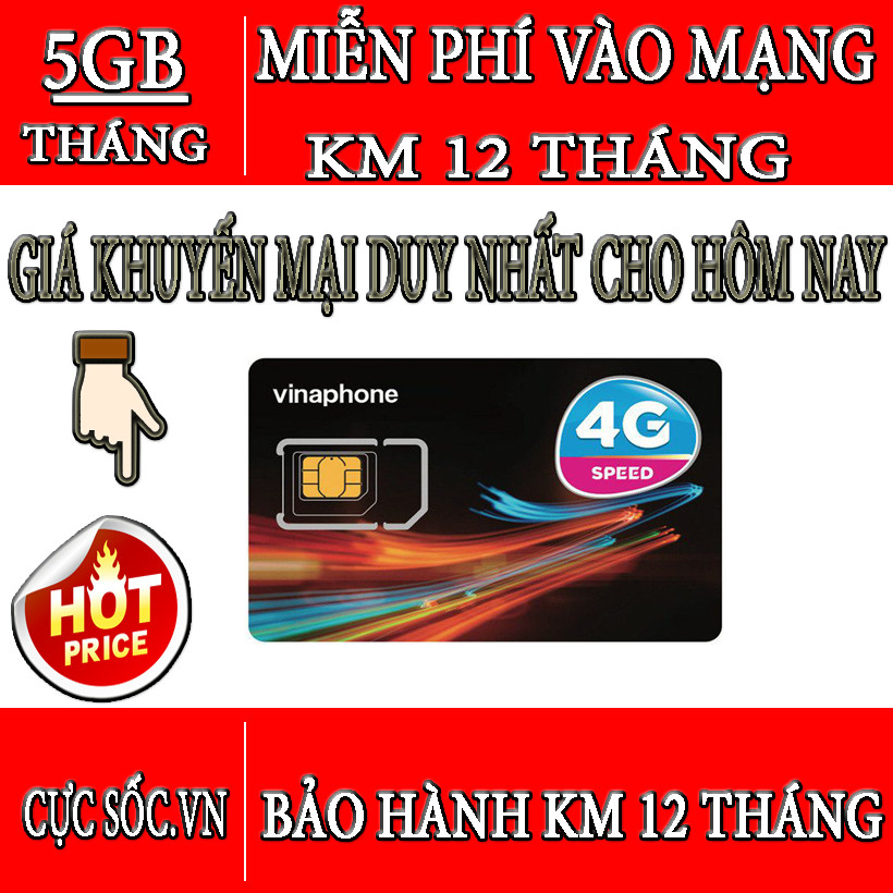 Sim 4G Vinaphone Vina 5GB/Tháng Trọn Gói 1 Năm Miễn Phí-Gói D500 - Hàng Chính Hãng - Mẫu ngẫu nhiên