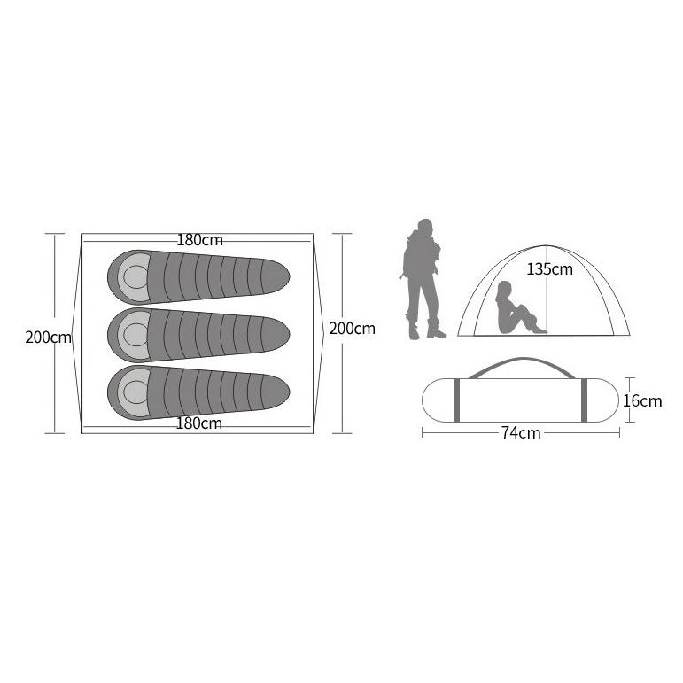 Lều tự động tự bung, lều cắm trại, du lịch 2 chế độ sử dụng chống nước, kháng gió dành cho 3-4 người chính hãng HeWolf