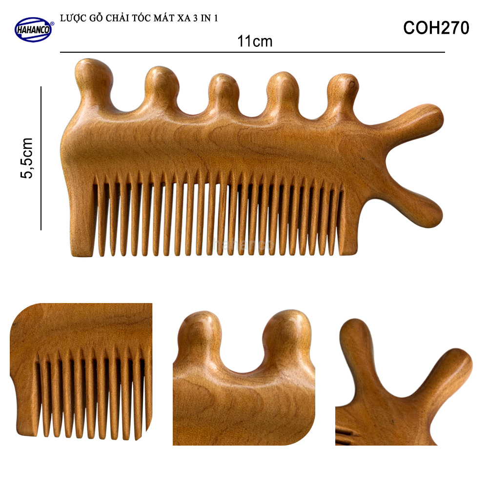 Lược Gỗ Thơm Massage Đa Năng HAHANCO Mát Xa Bấm Huyệt Chăm Sóc Toàn Thân - COH270