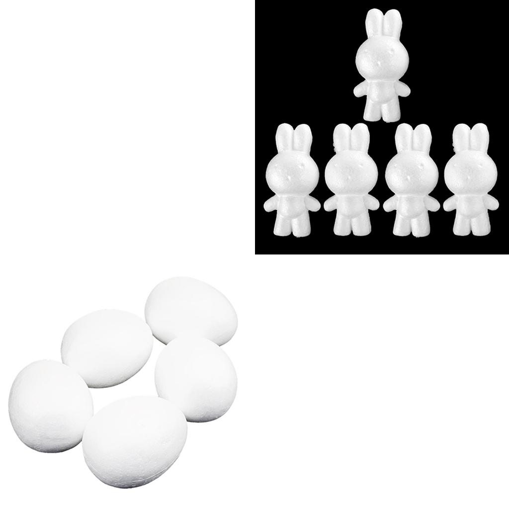 15x Large 10/14cm Foam Eggs Rabbits Blank Decorations Unfinished Ornaments