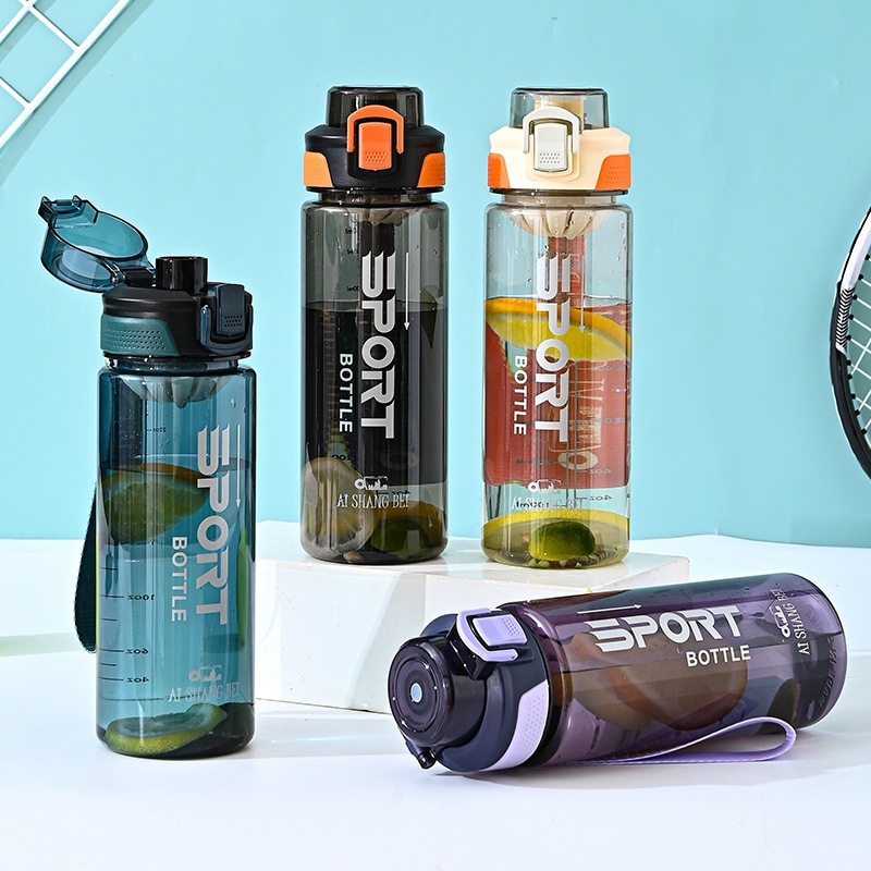Bình Nhựa Thể Thao SPORT Dung Tích 650ml Thiết Kế Sang Trọng Kèm Dây Đeo Tiện Lợi, Bình Nước Nắp Bật Khoá Cài Tập GYM Giao Màu Ngẫu Nhiên