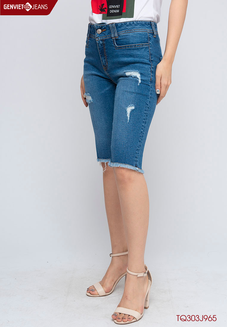 Quần ngố jeans nữ TQ303J965 GENVIET JEANS