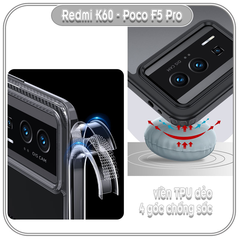 Ốp chống sốc wlons cho Redmi K60-60 Pro-60E - Poco F5 Pro, lưng PC không ố vàng - Hàng Nhập Khẩu