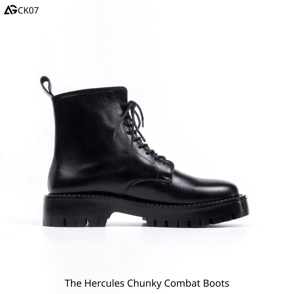 Giày nam da bò nhập khẩu cao cổ The Hercules Chunky Combat boots August CK07 bảo hành 12 tháng