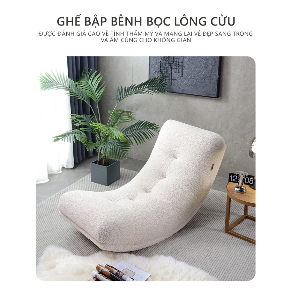 Ghế Sofa Bập Bênh Bọc Vải Lông Cừu Màu Trắng Tinh Tế AC38