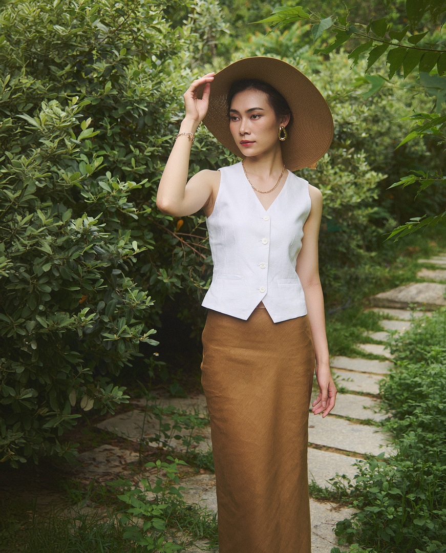 Áo Gilet Linen An Nam TOP203 thời trang thiết kế Hity