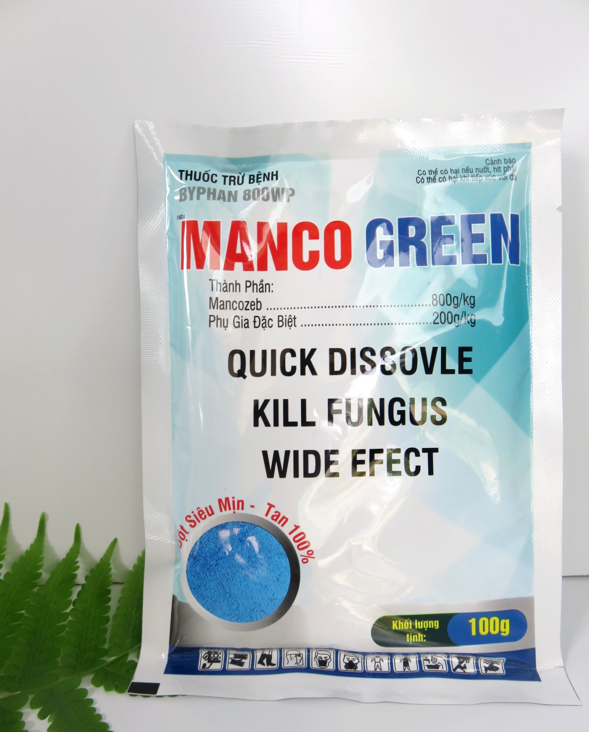 THUỐC TRỪ NẤM BỆNH MANCOZEB XANH GÓI 100GAM VÀ 1KG - ĐỘ BÁM DÍNH CAO, XANH LÁ, CỨNG CÂY