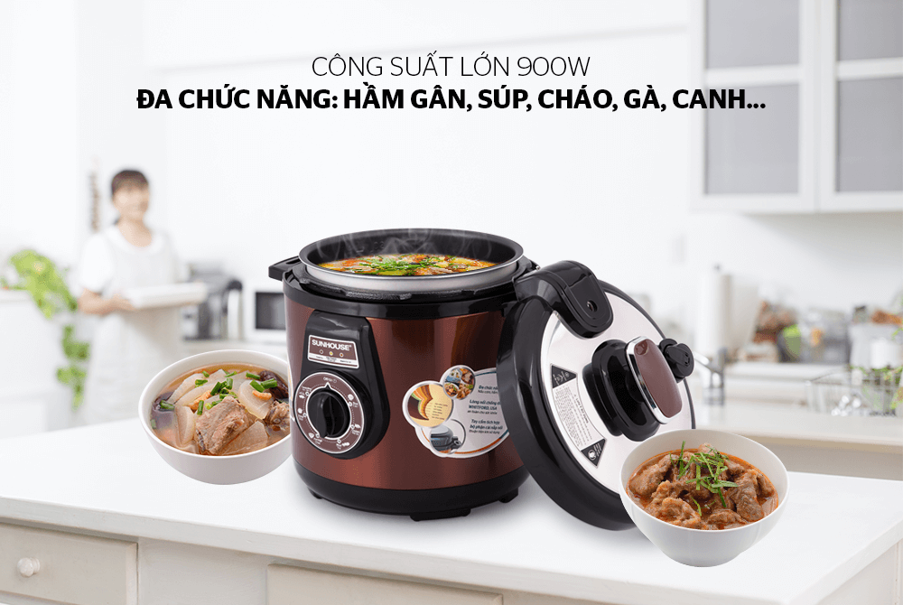 Nồi Áp Suất Điện Đa Năng Sunhouse SHD1550 Màu Ngẫu Nhiên - Hàng chính hãng