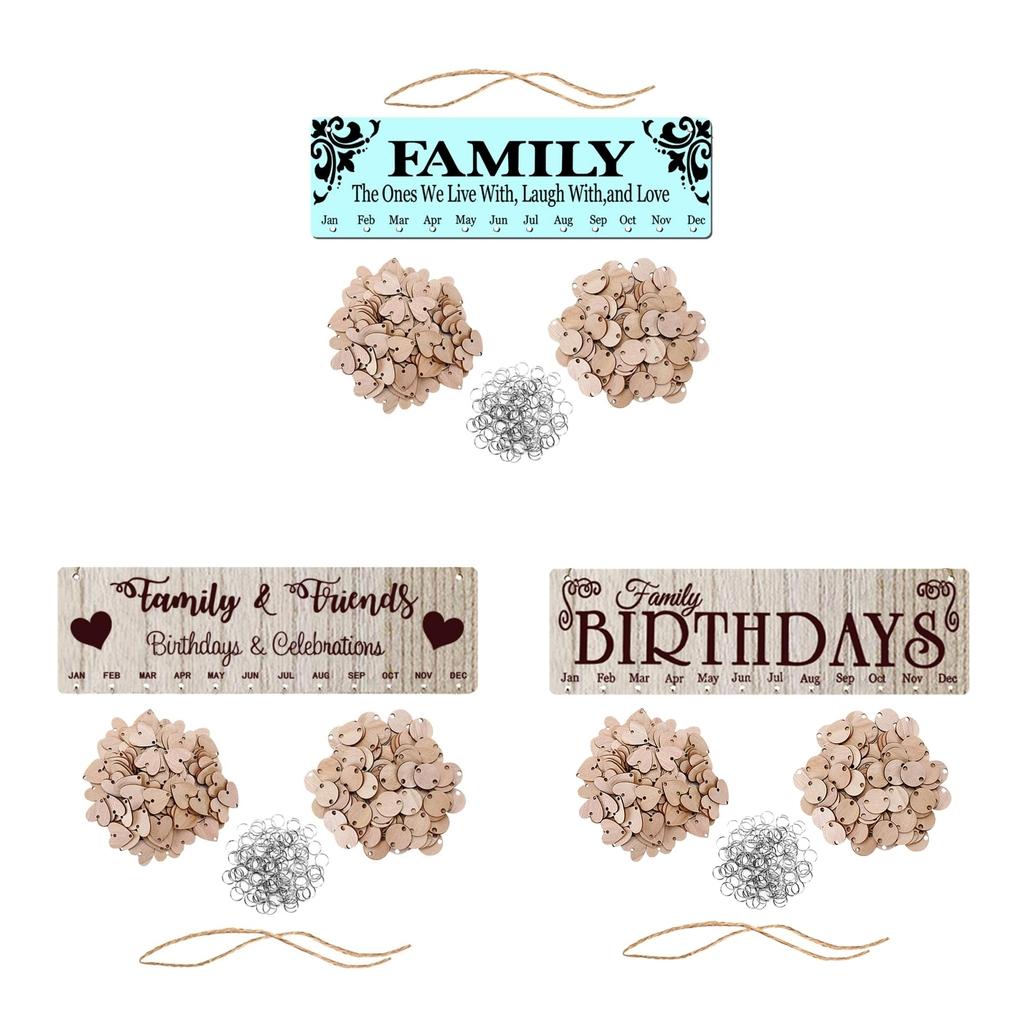Wood Calendar Board Home Wall Decor Ornament Birthday Anniversary Reminder