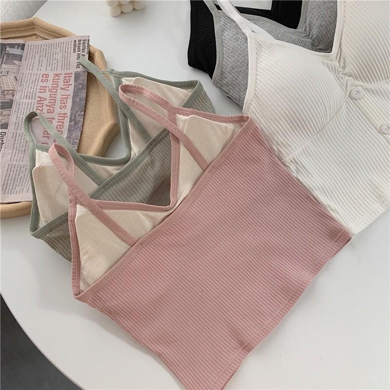 Áo bra đính cúc/ khuy. Áo hai dây có đệm ngực A2079