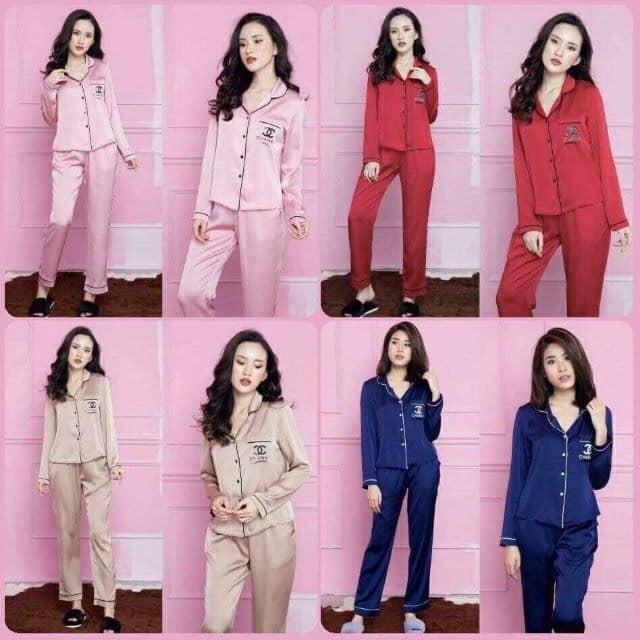 Bộ pijama phi lụa loại 1 cao cấp quần dài tay dài