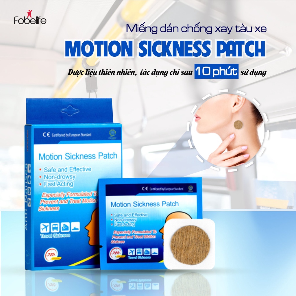 Miếng Dán Chống Say Tàu Xe Fobelife Motion Sickness Patch - Hộp 10 Miếng