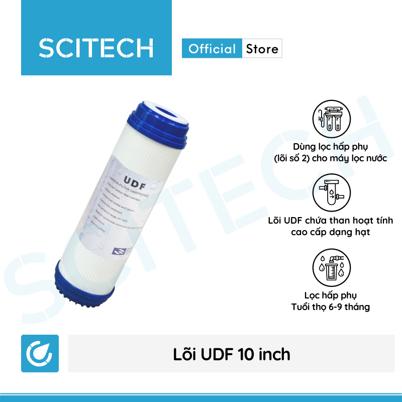 Lõi lọc nước số 2 UDF 10 inch dùng trong máy lọc nước RO, bộ lọc thô - Hàng chính hãng