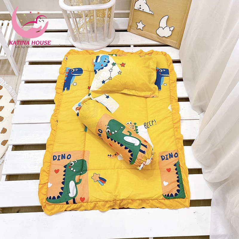 Bộ nệm gối mền cho trẻ 1-5 tuổi , vải cotton 100% với nhiều họa tiết họa hình đáng yêu