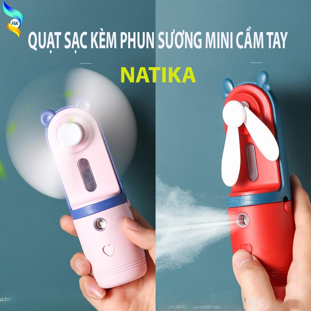 QUẠT PHUN SƯƠNG Cầm Tay Quạt Mini Tích Điện Phun Sương Hơi Nước Tạo Ẩm - Moncase