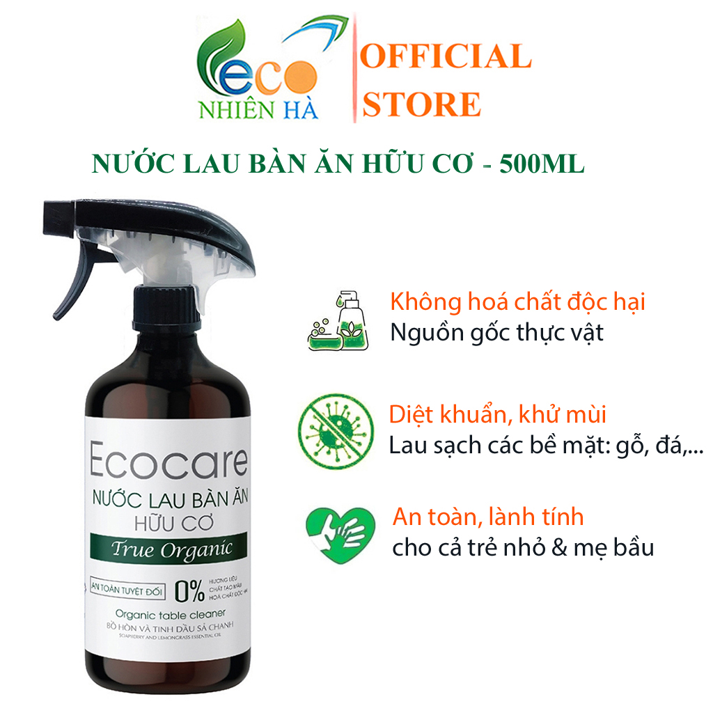 Nước lau kính ECOCARE 500ml tinh dầu thiên nhiên, lau bàn ăn, lau bếp, đuổi muỗi, khử mùi