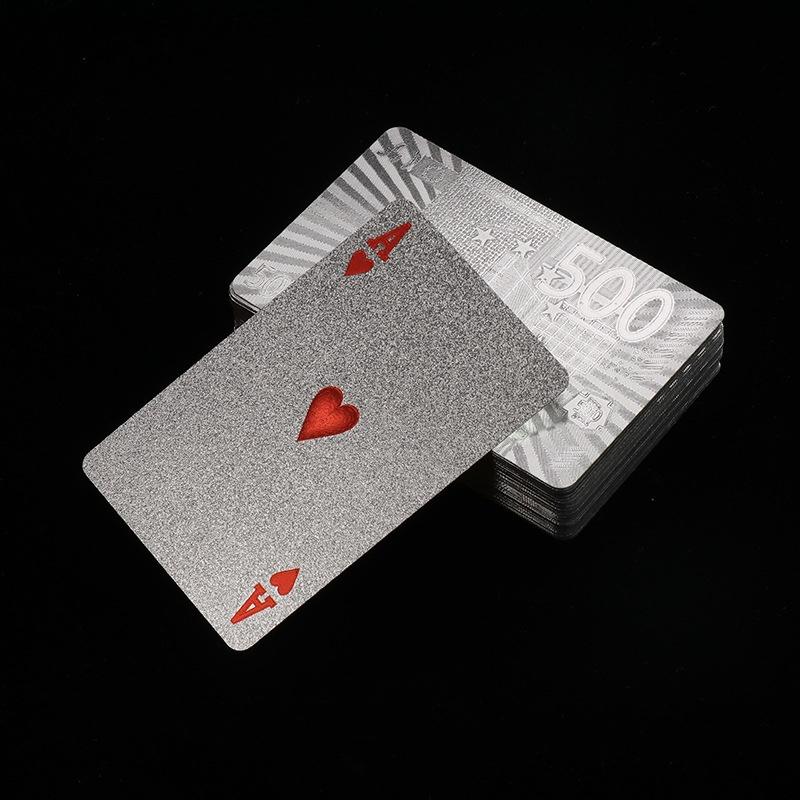 Hình ảnh Bài Tây Poker Mạ Nhũ BẠC Cao Cấp Phủ Si BẠC Hãng dododios – Bộ 54 Lá Bài Pocker Nhựa Dẻo Chống Thấm Nước Chống Gãy