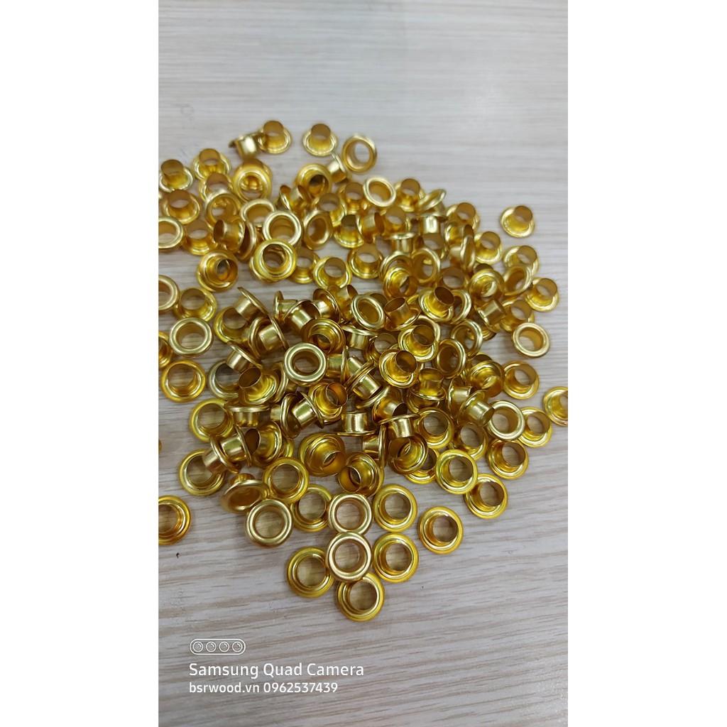 Khoen ore 6mm Khoen mắt cáo 6 ly Thau không gỉ MÀU VÀNG Khuy mắt cáo bấm vải Túi 100 cái Phụ liệu may mặc