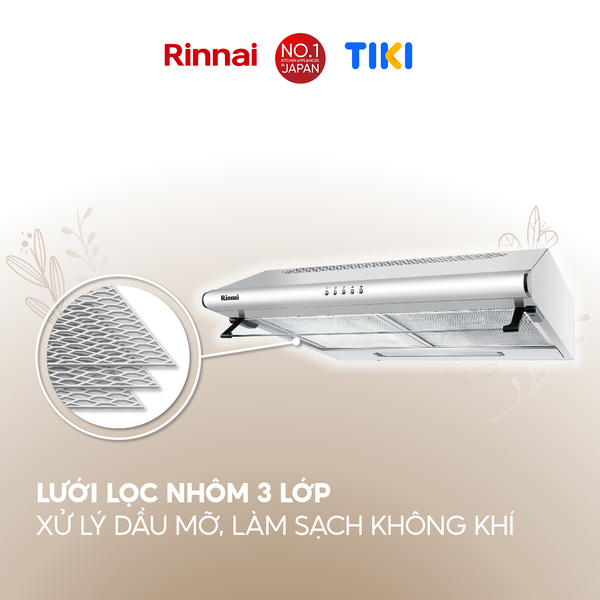 Máy hút mùi 70cm Rinnai RH-S207-GC than hoạt tính và ống thoát